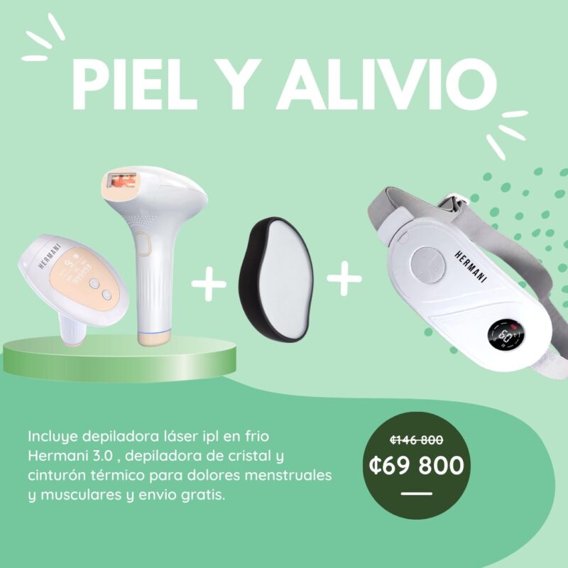 Combo Láser IPL 3.0 +Cinturón Térmico + Depiladora de Cristal